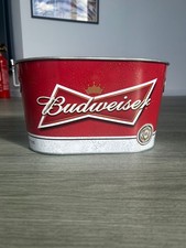 Budweiser Ice Bucket - Galvanised Budweiser Ice Bucket - 16cm x 30cm x 20cm