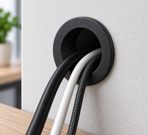 Desk wall cable grommet - wall,