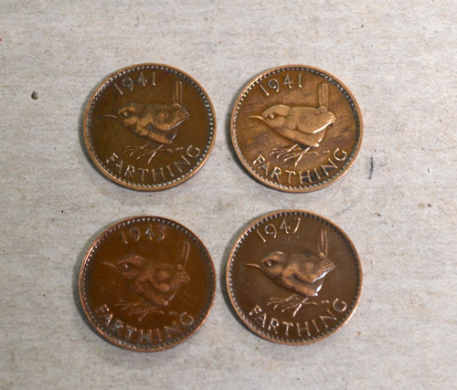 Four british farthing coins - farthing,
