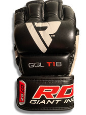 RDX T1 Leather MMA Training Gloves GGL-T1B 7oz Black Size M | Grappling Sparring