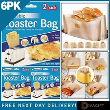 TOASTER TOASTIE SANDWICH TOAST BAGS TOASTY POCKETS TOASTABAGS NEW 6PK REUSABLE