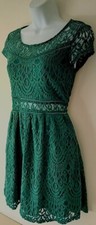 Womens 'H&M Divided' Green Lace Dress with Lining, Cotton Blend, Size 12