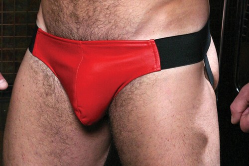 Leather red pouch - leather, black