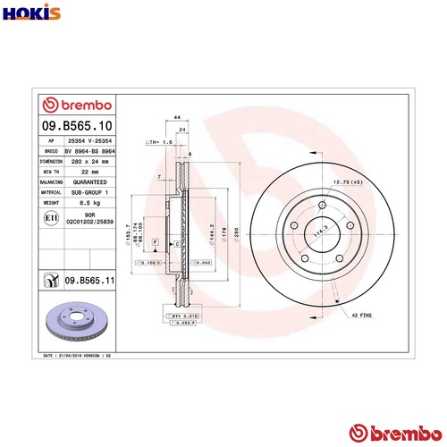 Brake disc b565 - 09.b565.11, for