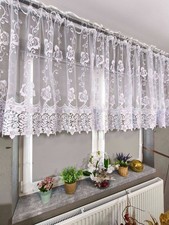 Embroidered White Net Curtain