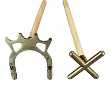 2 x 57" 2 PIECE POOL SNOOKER CUES plus BRASS CROSS & BRIDGE REST For HOME TABLES