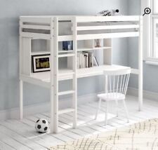Nina European Single (90 x 200cm) High Sleeper Loft Bed Bed with Bookcase - Whit