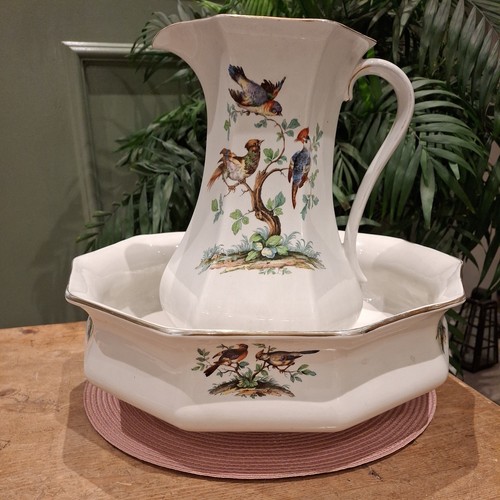 Large china wash pitcher and - large,