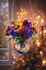 Acrylic Pansy Suncatcher