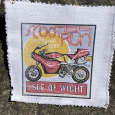 Isle Of Wight Scooter Run 1990 Cloth Fabric Patch Vintage 15cm X 15cm Coca Cola