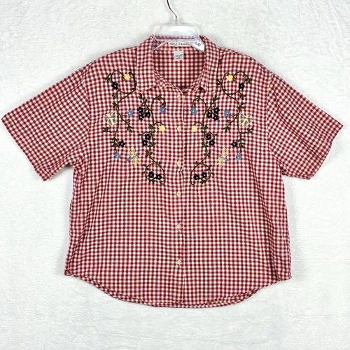 Vtg gingham shirt - gingham, red