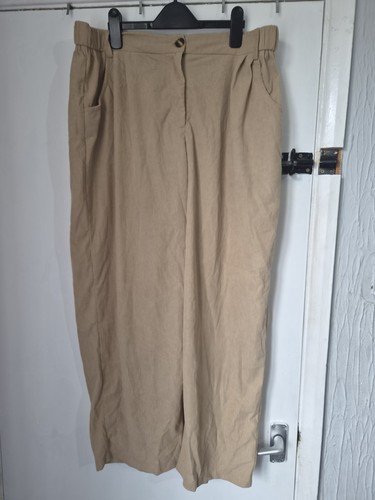Ladies beige corduroy trousers - beige,