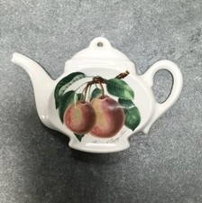 Portmeirion Pomona Red Current Tea Bag Dish Teapot Shaped Rest 4 (10cm) Used GC