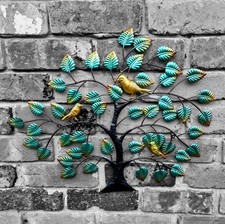 Metal Tree Of Life Featuring Birds Wall Art, Inside/ Outside New 55cm X 45cm
