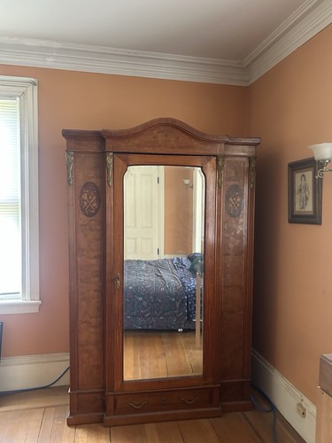 Brown wood armoire wardrobe - wood,