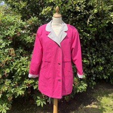 Vintage St. Michael Jacket Fuscia Pink 80s Shoulder Pads Stripe Lining 90s 10