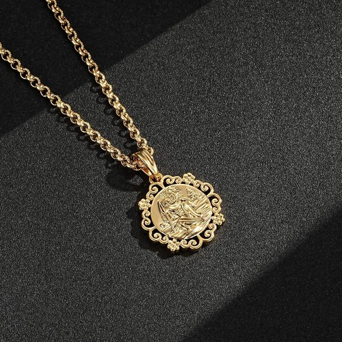 Gold christopher pendant - st,