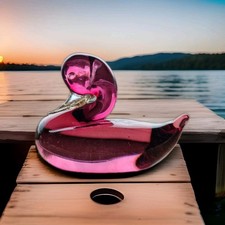 Vintage Murano Italy Pink Glass Duck Gold Beak - Archimede Seguso? 