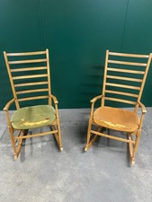 Pair Of Danish Scandinavian Mid Century Modern Beech Rocking Chairs Vintage