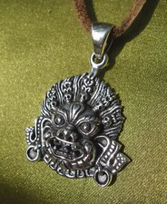 Buddha: Large Solid Mahakala Amulet from NEPAL 925 SILVER 22g.