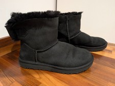 Ugg Bailey bow short black suede winter boots size uk 8.5 eu 41