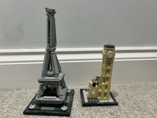 Eiffel Tower and Big Ben Clock LEGO Set No Box Some Missing Pieces