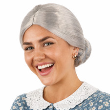 Old Lady Grey Bun Wig Granny
