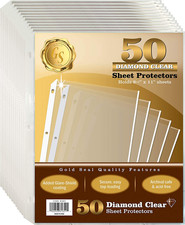 50 Count Diamond Clear Sheet Protectors, anti Glare Coating, Standard Durable W