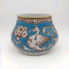 Crown Staffordshire Ellesmere Turquoise Posy Bud Vase or Open Trinket Pot 4.3cm