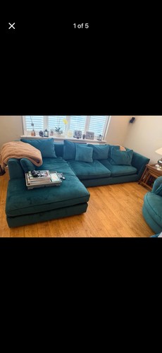 Teal velvet corner sofa - velvet,