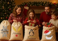 Personalised Santa Sack Christmas Gift Bag for Custom Name glitter styles