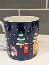 M&S Percy Pig Christmas blue china mug