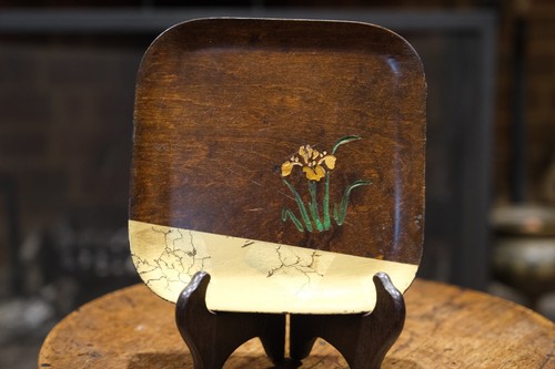 Japanese lacquer tray - lacquer, iris