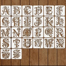 26pcs Floral Alphabet Stencils