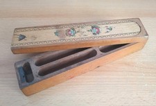 Antique wooden pencil case with sliding lid, c1920s
