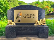 Personalised Large Black Memorial Bench With Plaque Grave Marker (UV PRINTED)