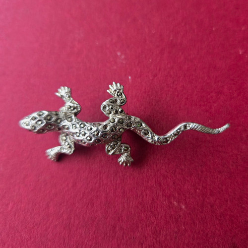 Vintage marcasite lizard gecko - marcasite,