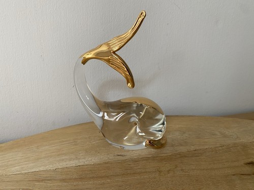 Murano style glass gold whale - murano,