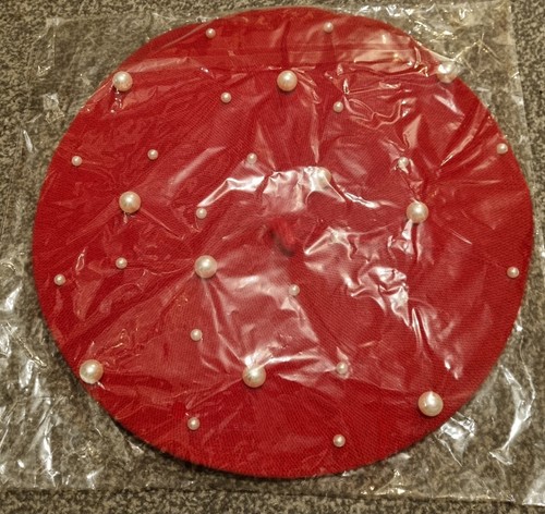 Ladies red faux - faux, beret