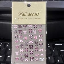 Vintage Pink Bows Bow Pearls Nail Bows Stickers Transfers Charms Bride Nails B47