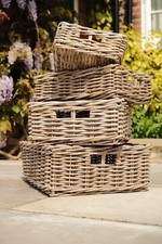 Kubu Shallow Storage Basket Home Tidy Toys Wicker Organiser Choice Of Sizes