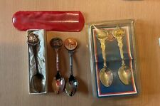 Large Lot of 5 x vintage SILVER PLATED EPNS SOUVENIR TEA SPOONS bundle
