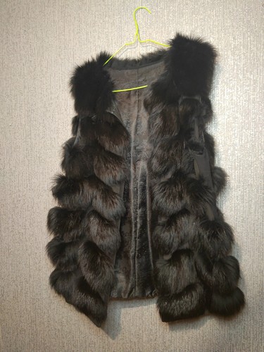 Black fur gilet vest - black,