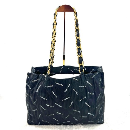 Chanel black logo canvas - chanel,