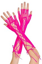Long Pink Fingerless Fishnet