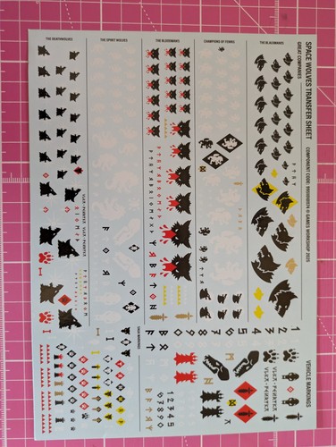 Space wolves transfer sheet - transfer,