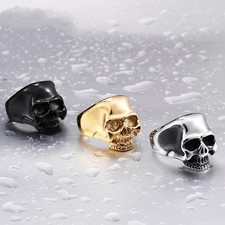 Mens Gothic Skull Biker Ring |