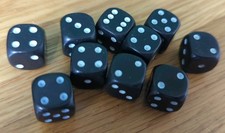 10 x 12mm Black Dice D6. Warhammer / D&D or Other Boardgames