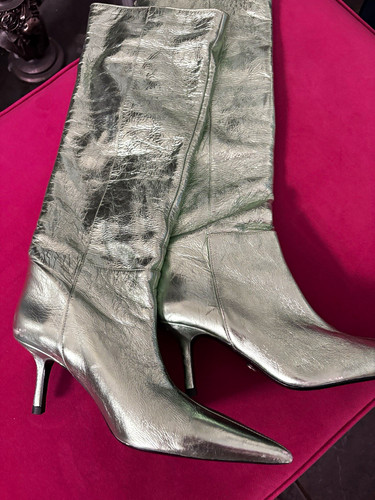 Zara silver leather knee - zara,