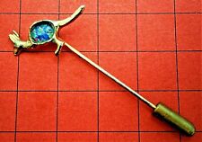 G858*) Vintage gold tone Australian Kangaroo Fire Opal stick pin badge brooch
